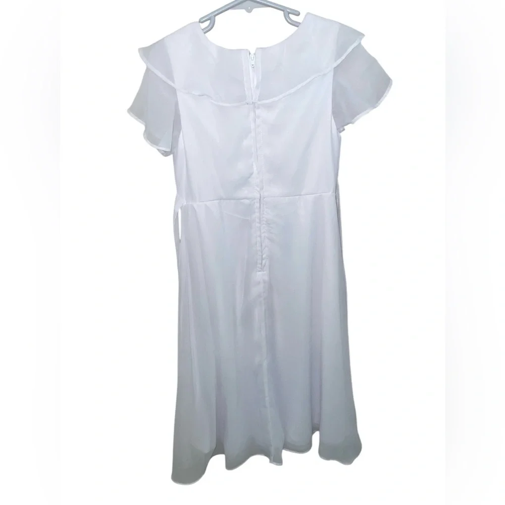 Blush by US Angels white chiffon dress size 5/6